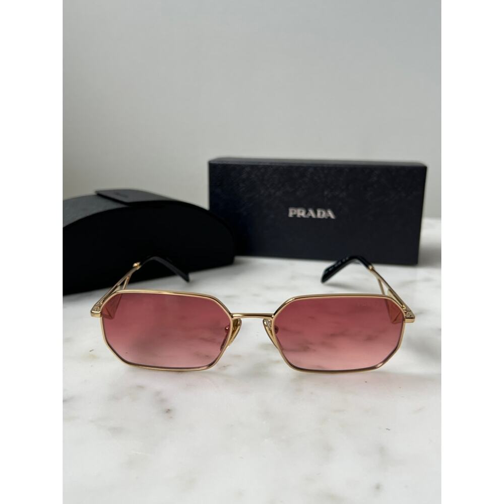 NEW Prada PR A51S Sunglasses in Gold Pink $585 - Picture 4 of 7